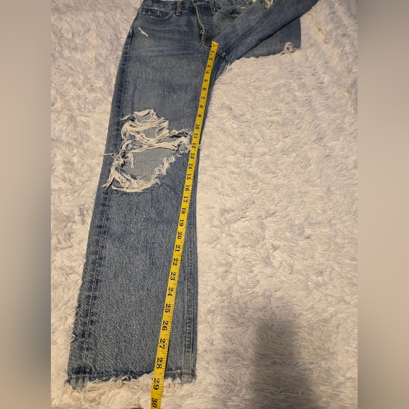 90s AGOLDE Mid Rise Loose Fit Ripped Wide Leg Cotton Jeans Size 23 - Picture 5 of 13